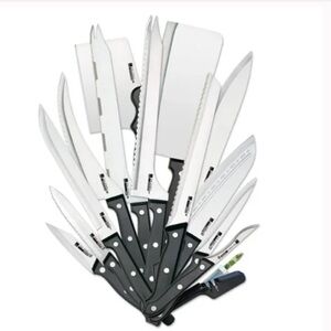 Ronco 20 Piece Knife Set, Full Tang and Triple Riveted, Knife Sharpener Included